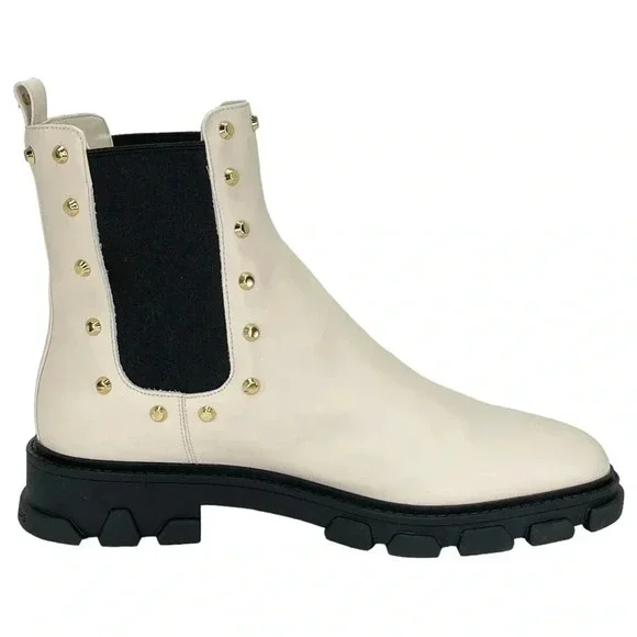 Michael Kors Ridley Cream Leather Studded Womens Ankle Boots Size 9.5M NWOB - Picture 4 of 15
